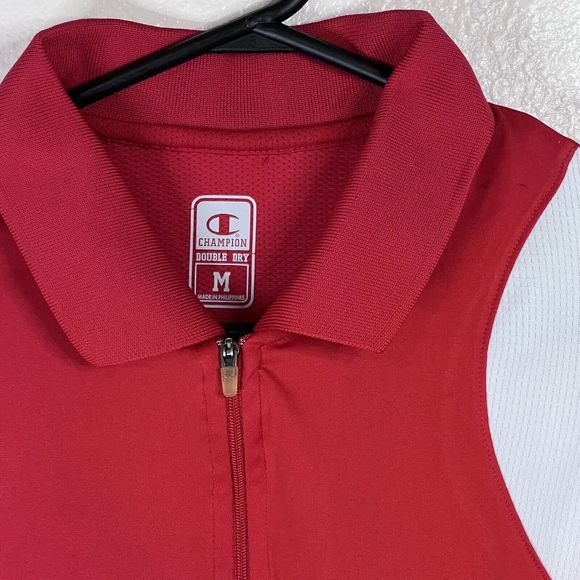 Champion Double Dry Red 1/4 Zip Pullover Golf Polo Shirt Size: M NWT - Picture 7 of 7